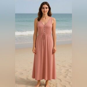 Wrap London Sleeveless Dress – Terra Cotta  Hemp Boho Romantic Cottagecore